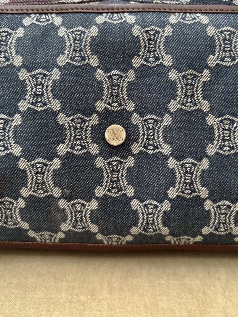Auth CELINE MACADAM DENIM Indigo Triomphe Satchel Bag GORGEOUS!!! - Picture 10 of 12